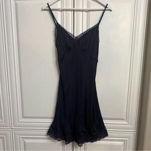 Steve Madden Women’s Size Small Navy Veera Satin + Lace Mini Slip Dress NWT